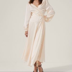 Cowl Back Satin Wrap Maxi Dress